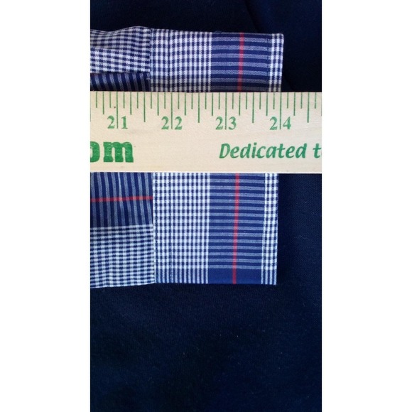 Towncraft Shirt Mens XL Buttonfront 17-1/2 Blue Plaid 80s Vintage Deadstock New - Picture 5 of 10